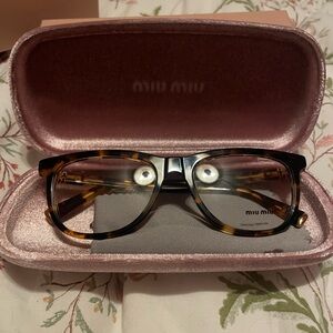 Miu Miu Men's Tortoiseshell and Black Optical Glasses